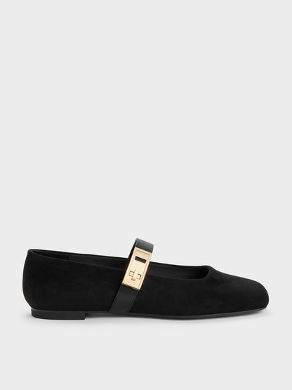 CHARLES & KEITH Premium / Lando Faux Suede Mary Jane Flats - Black2