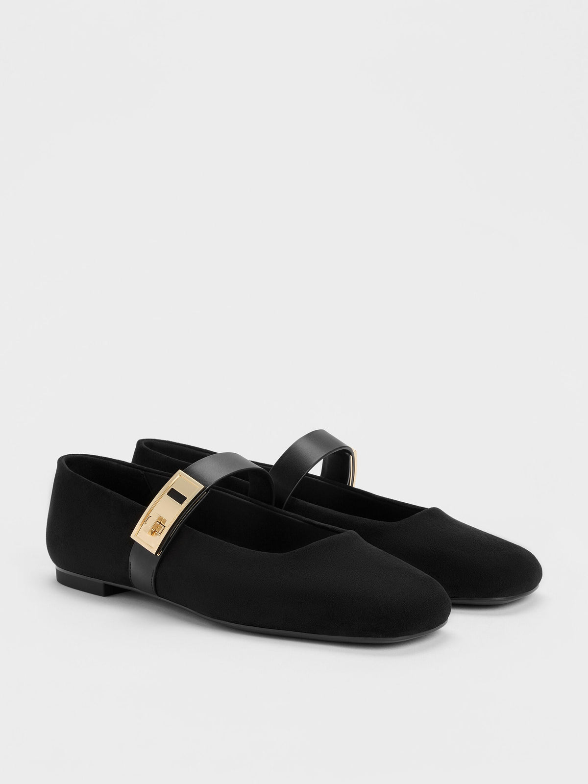 CHARLES & KEITH Premium / Lando Faux Suede Mary Jane Flats - Black2
