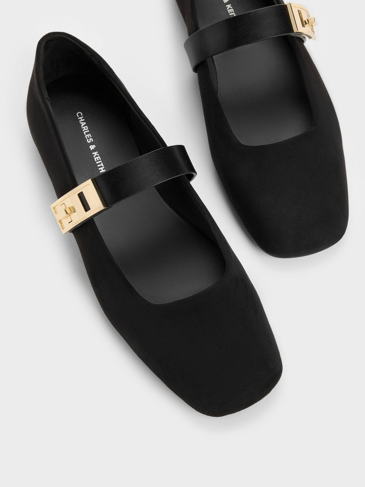 CHARLES & KEITH Premium / Lando Faux Suede Mary Jane Flats - Black2