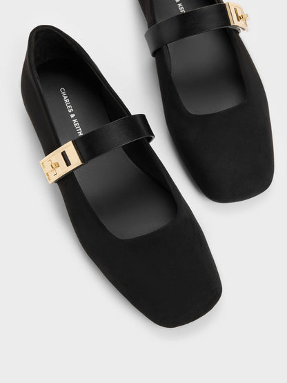 CHARLES & KEITH Premium / Lando Faux Suede Mary Jane Flats - Black2