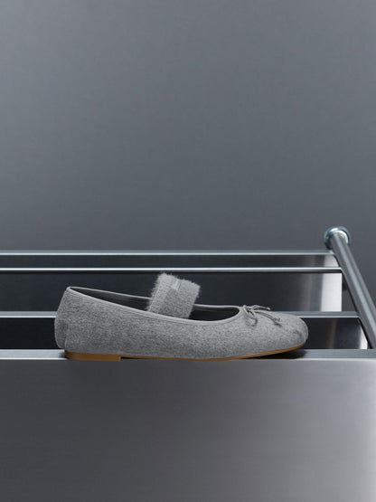 CHARLES & KEITH Top Pick / Winona Felt Mary Jane Flats - Light Grey