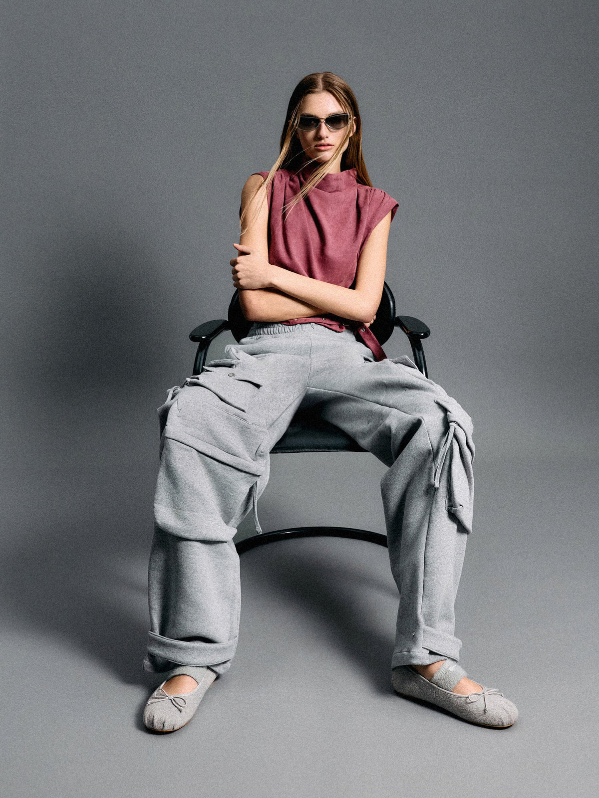 CHARLES & KEITH Top Pick / Winona Felt Mary Jane Flats - Light Grey