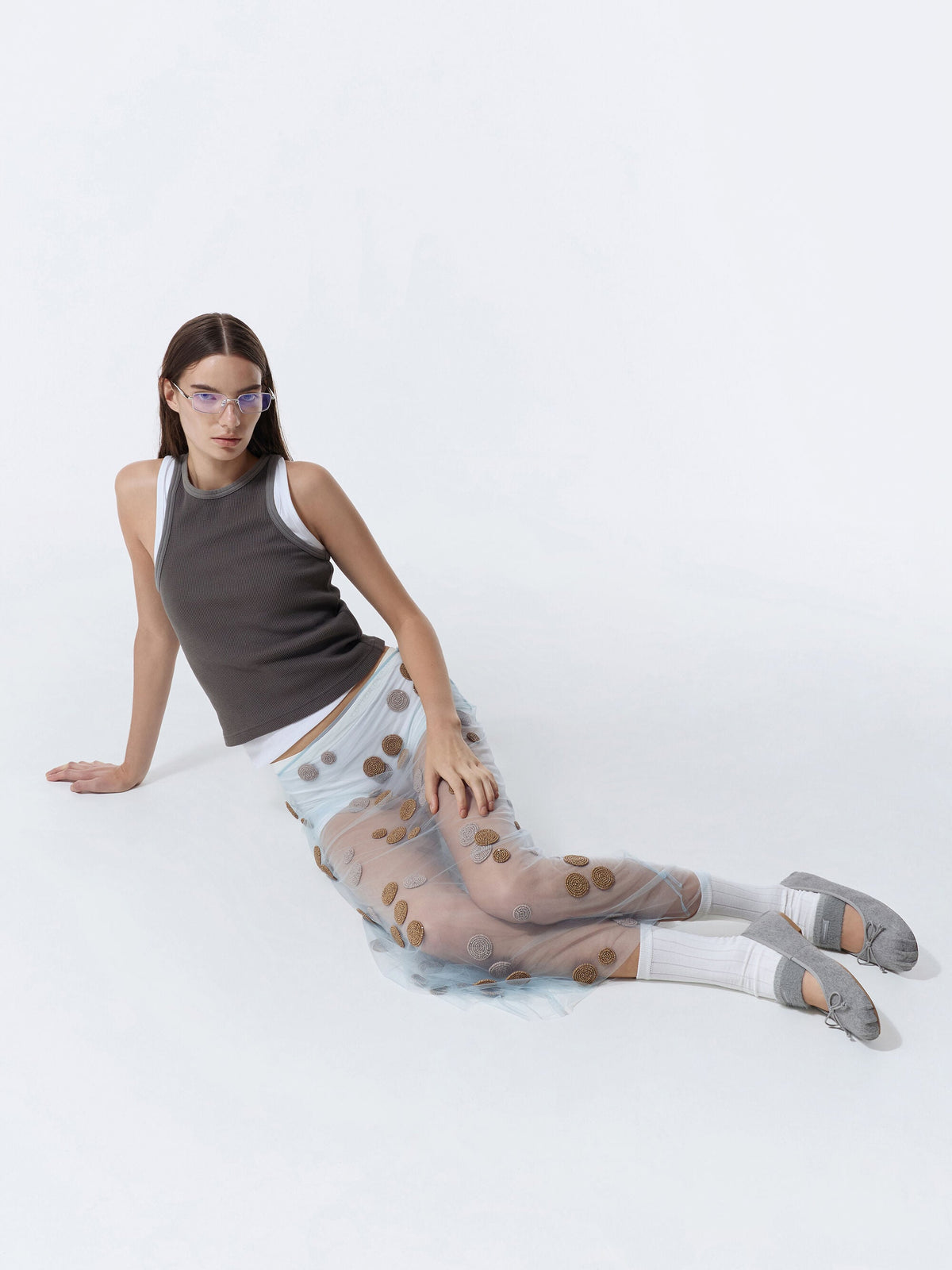 CHARLES & KEITH Top Pick / Winona Felt Mary Jane Flats - Light Grey
