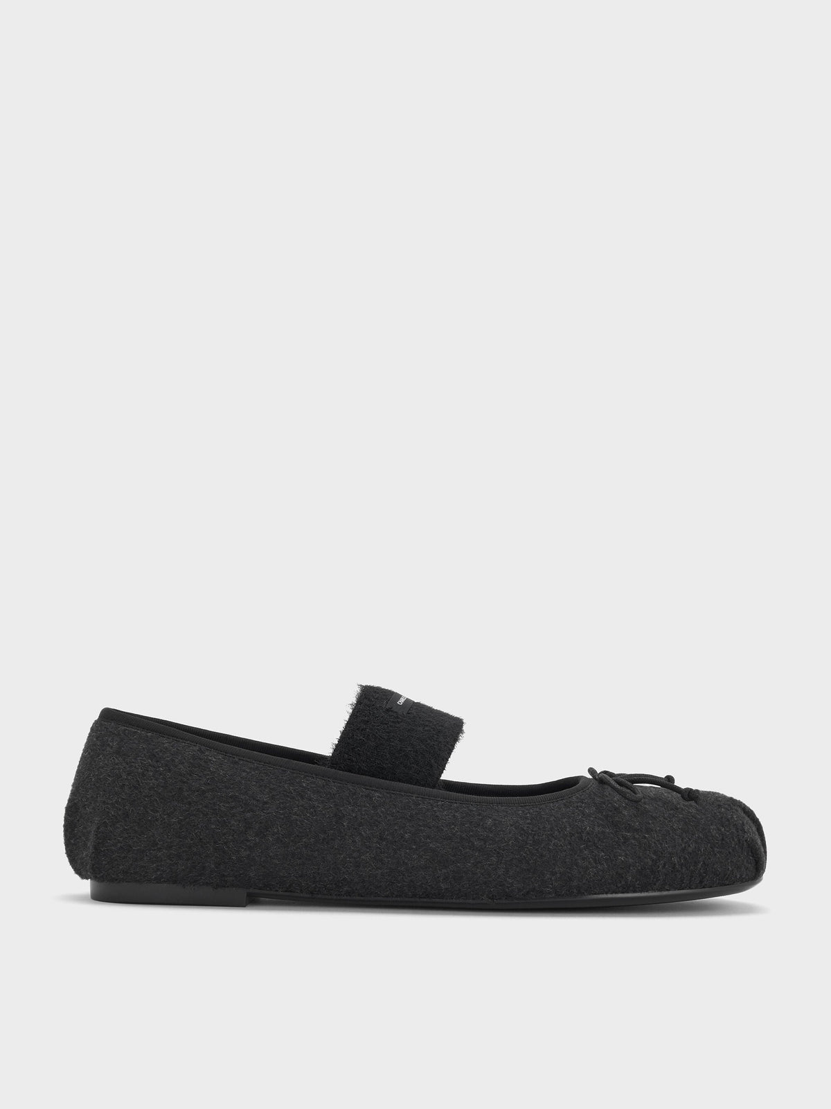 CHARLES & KEITH Special Offer / Winona Felt Mary Jane Flats - Black Textured