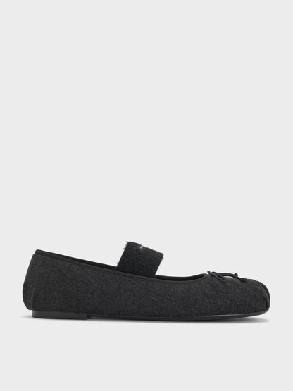 CHARLES & KEITH Special Offer / Winona Felt Mary Jane Flats - Black Textured