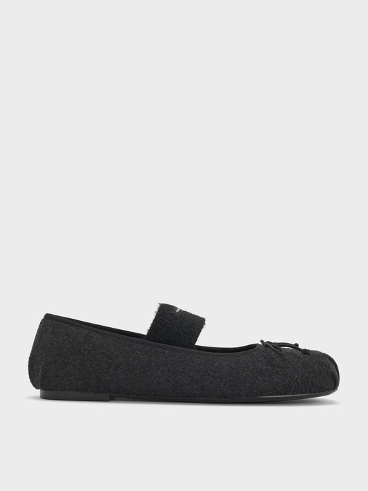 CHARLES & KEITH Special Offer / Winona Felt Mary Jane Flats - Black Textured