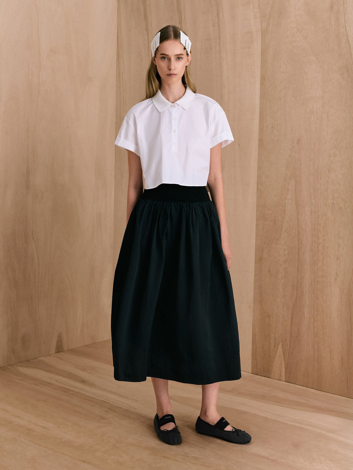 CHARLES & KEITH Special Offer / Winona Felt Mary Jane Flats - Black Textured