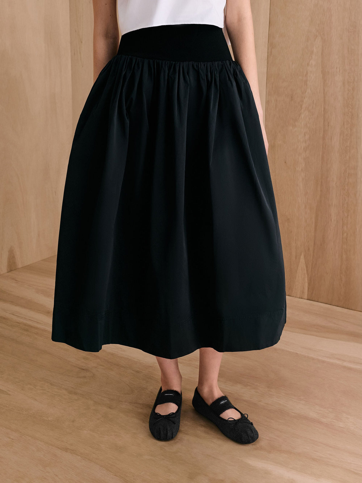 CHARLES & KEITH Special Offer / Winona Felt Mary Jane Flats - Black Textured