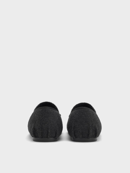 CHARLES & KEITH Special Offer / Winona Felt Mary Jane Flats - Black Textured