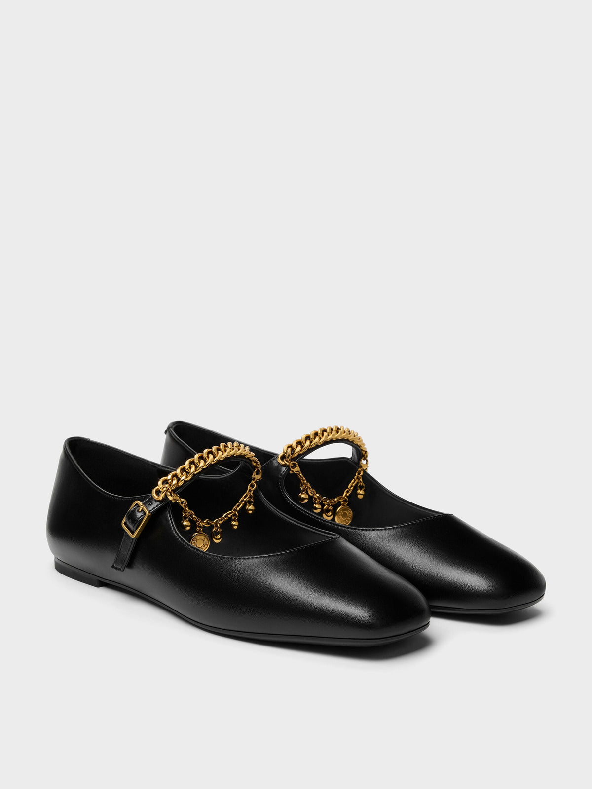 CHARLES & KEITH Popular / Double-Chain Charm Mary Jane Flats - Black
