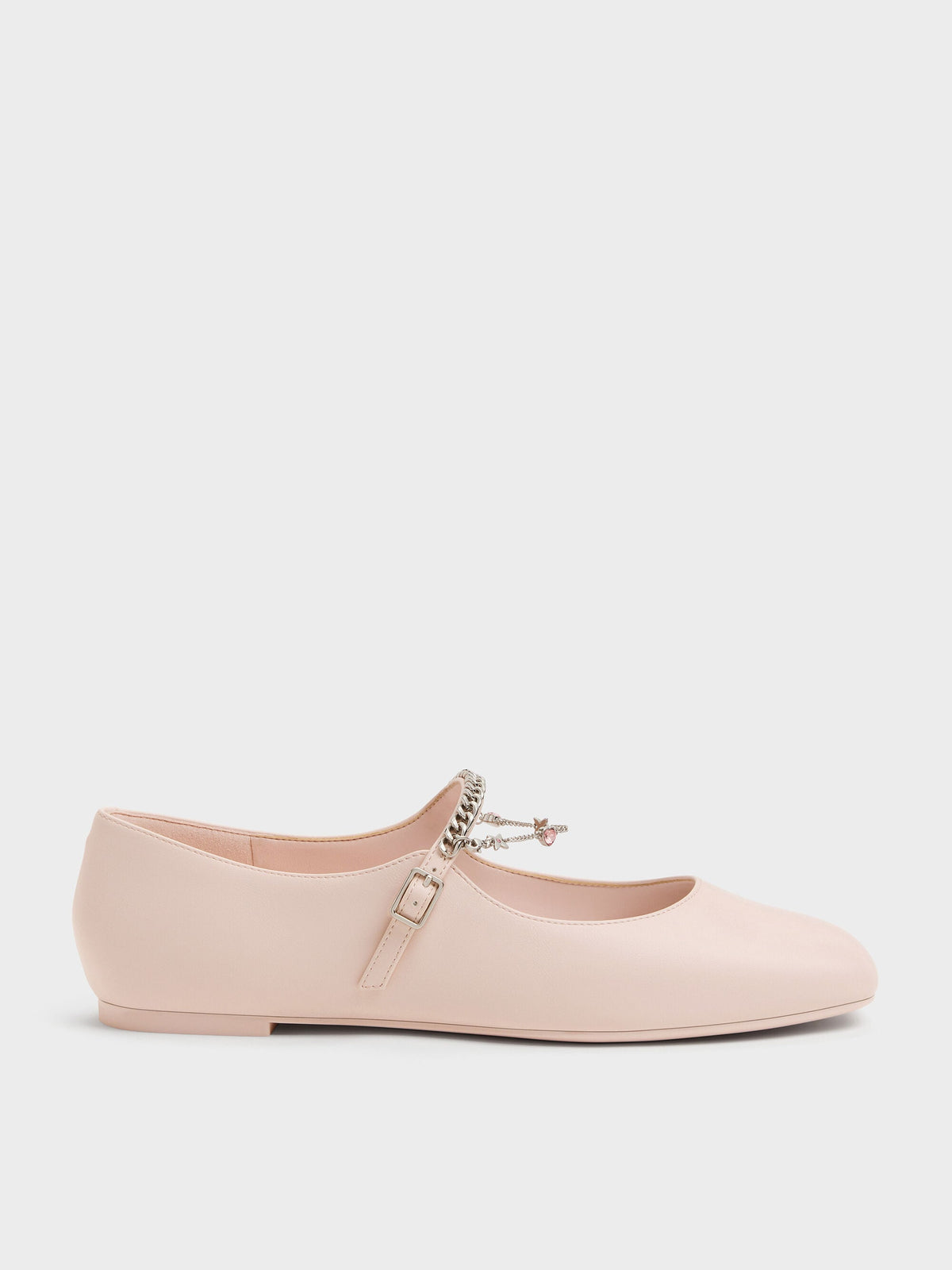 CHARLES & KEITH Classic / Double-Chain Charm Mary Jane Flats - Pink