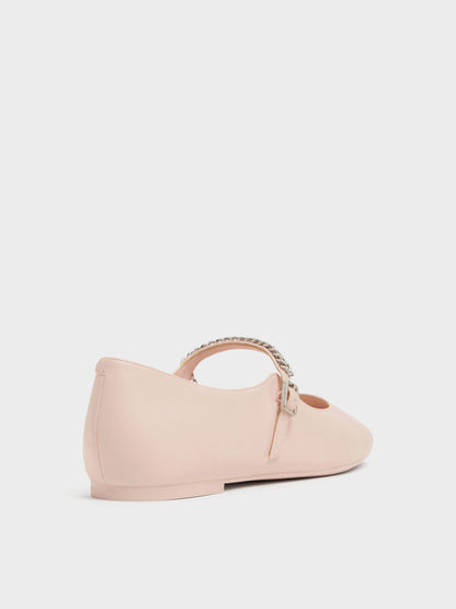 CHARLES & KEITH Classic / Double-Chain Charm Mary Jane Flats - Pink