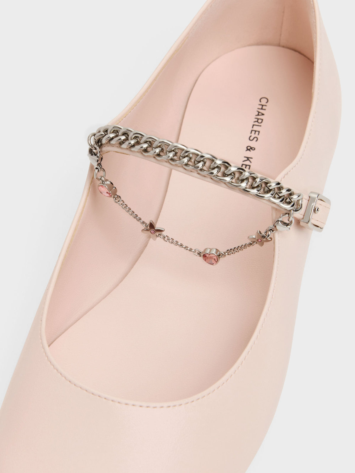 CHARLES & KEITH Classic / Double-Chain Charm Mary Jane Flats - Pink