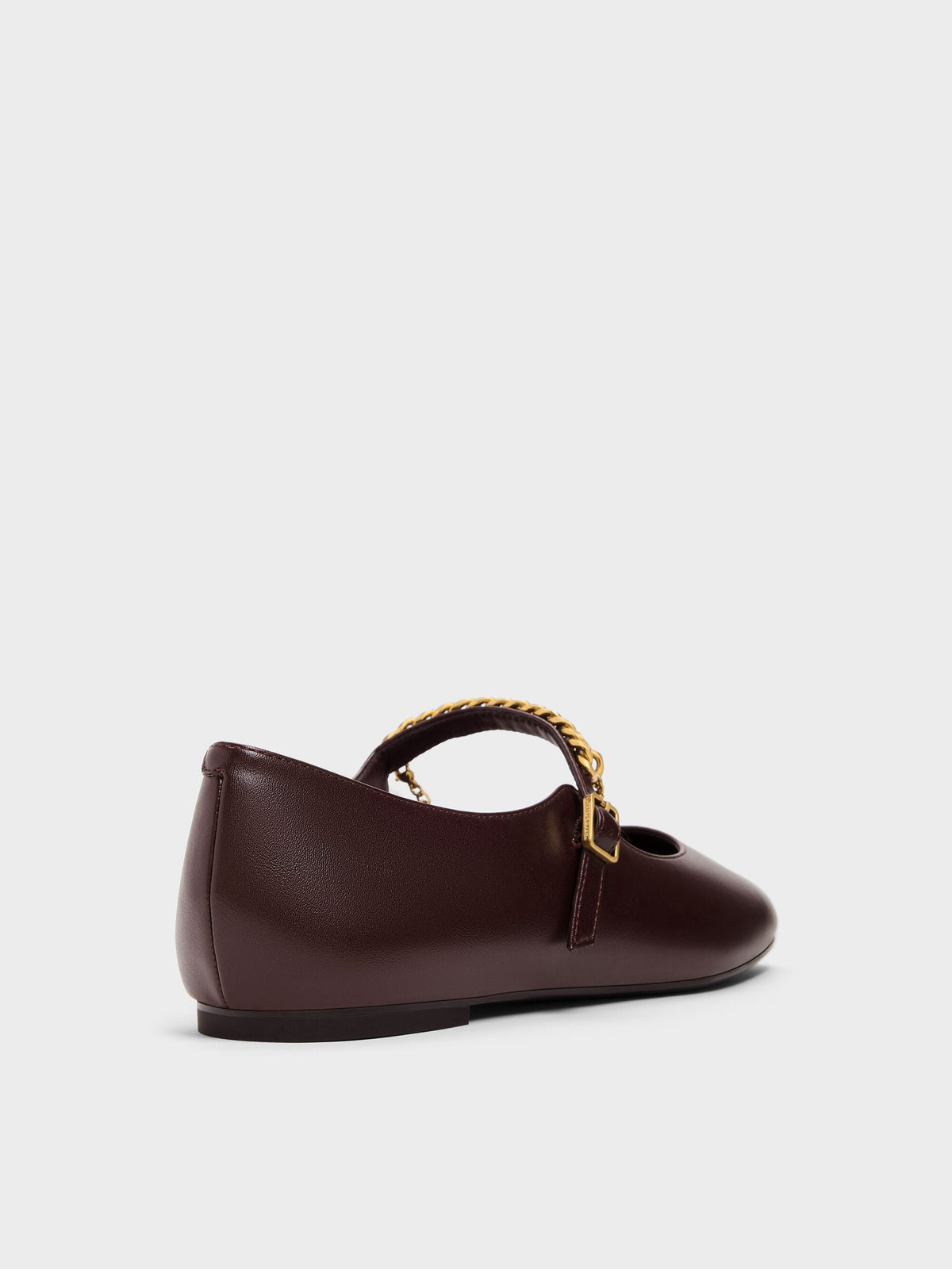 CHARLES & KEITH Premium / Double-Chain Charm Mary Jane Flats - Burgundy