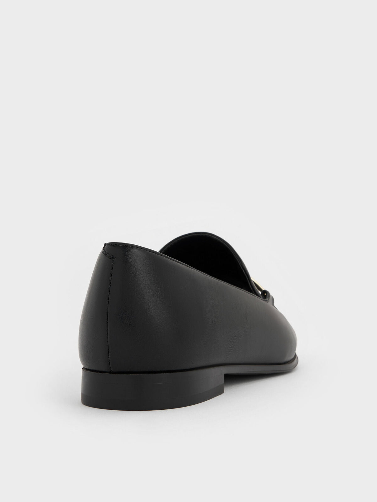 CHARLES & KEITH Smart Buy / Metallic Knot-Bar Loafers - Black