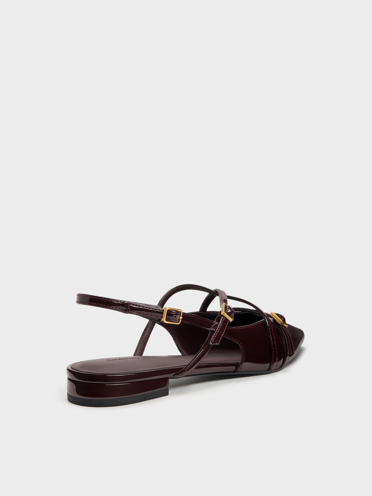 CHARLES & KEITH Hot Sale / Maybelle Patent Strappy Slingback Flats - Burgundy