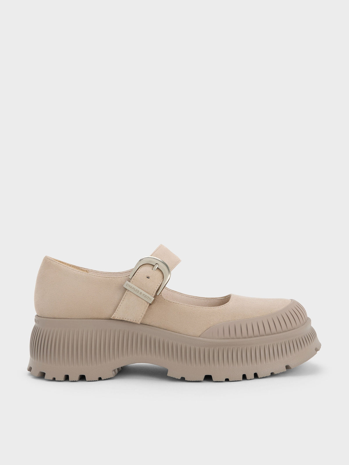 CHARLES & KEITH Exclusive / Darra Faux Suede Platform Mary Janes - Beige