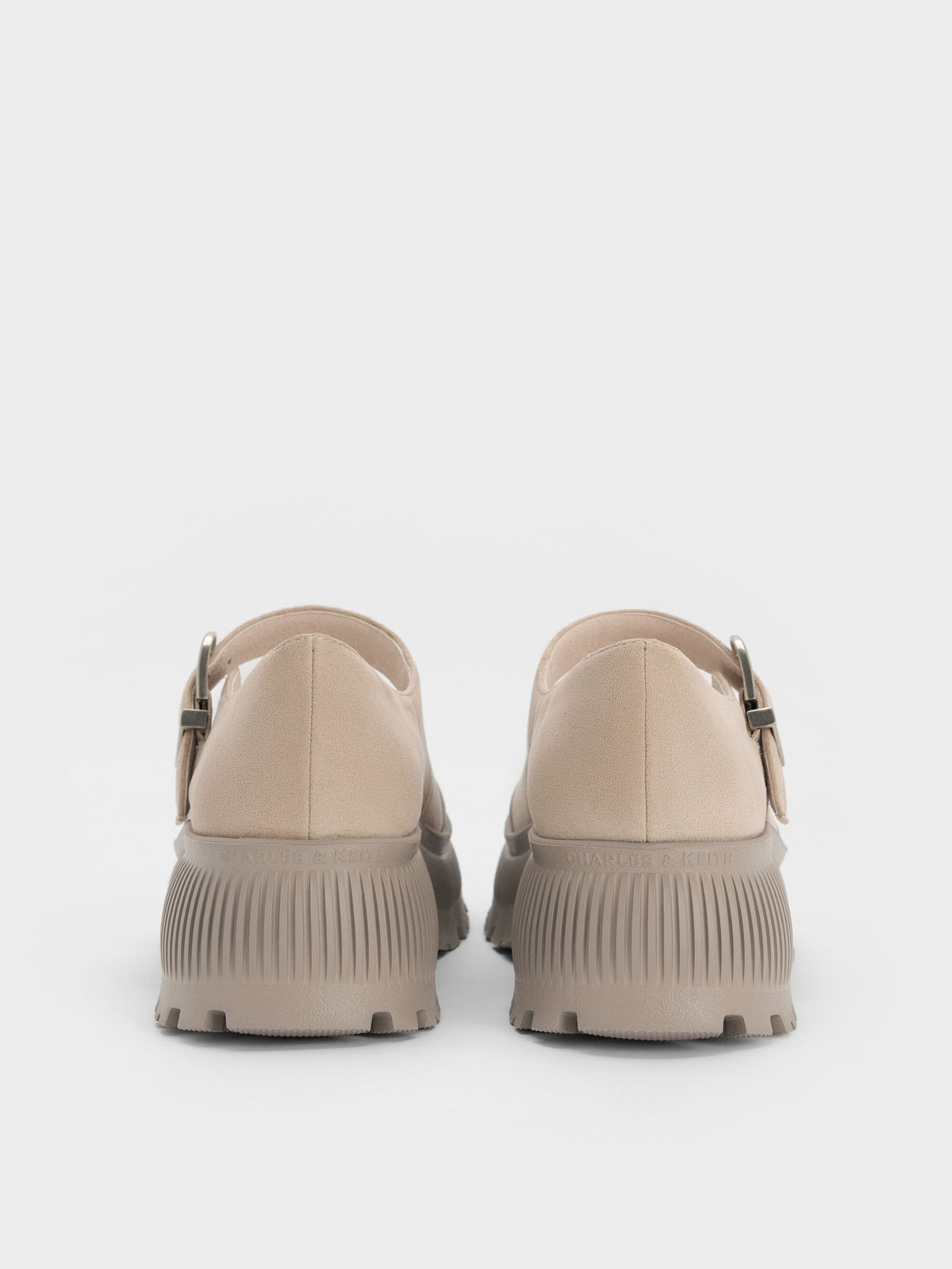 CHARLES & KEITH Exclusive / Darra Faux Suede Platform Mary Janes - Beige