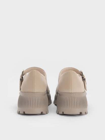 CHARLES & KEITH Exclusive / Darra Faux Suede Platform Mary Janes - Beige