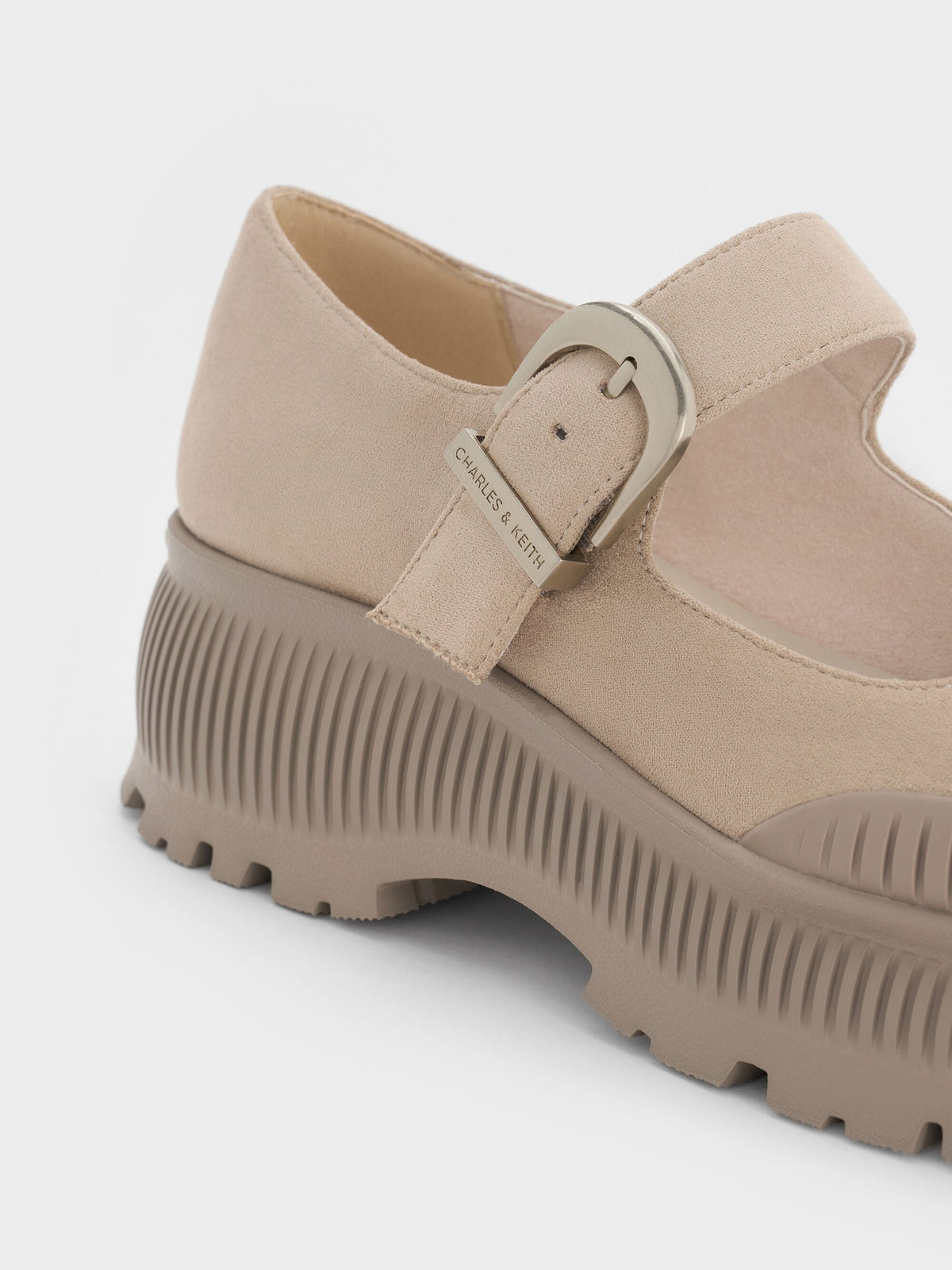 CHARLES & KEITH Exclusive / Darra Faux Suede Platform Mary Janes - Beige