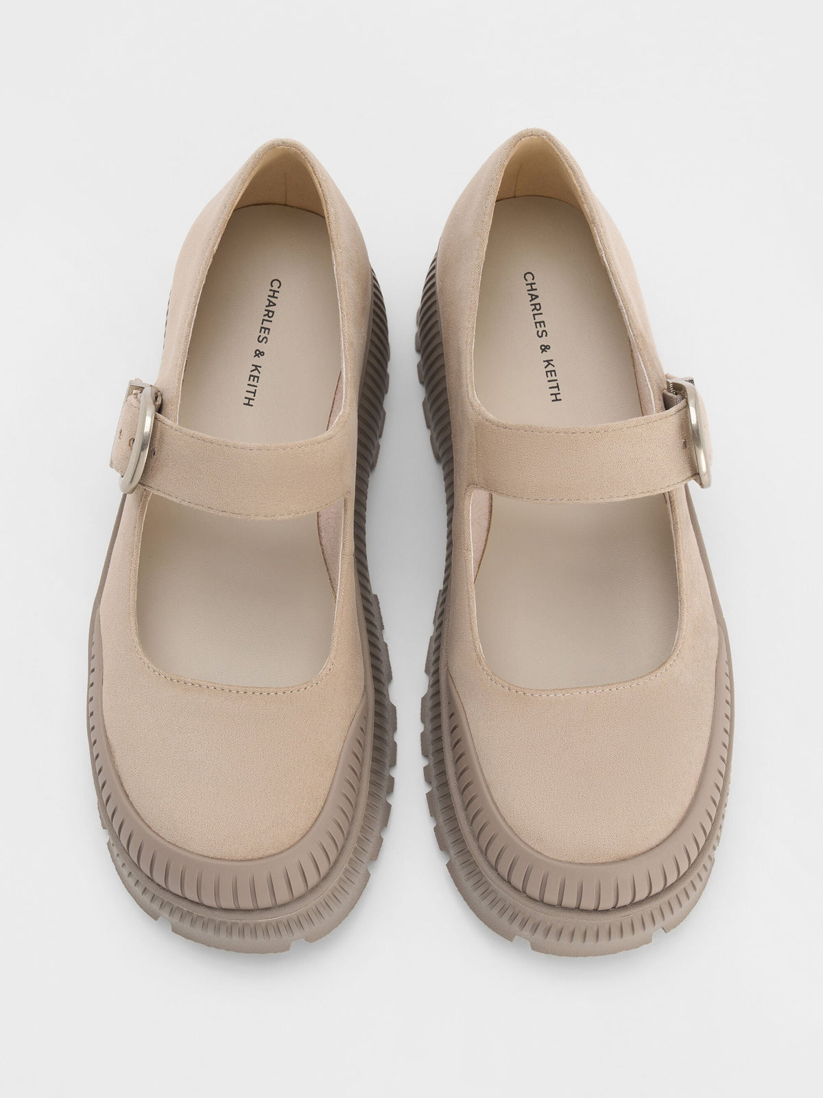 CHARLES & KEITH Exclusive / Darra Faux Suede Platform Mary Janes - Beige