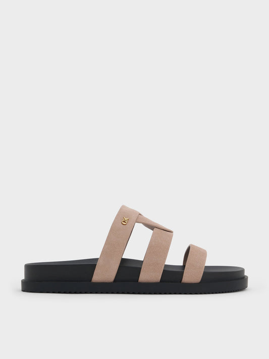CHARLES & KEITH Signature / Petina Suede Flatform Sandals - Taupe