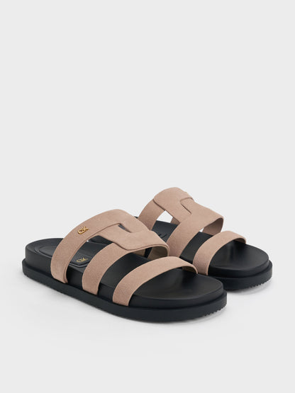CHARLES & KEITH Signature / Petina Suede Flatform Sandals - Taupe
