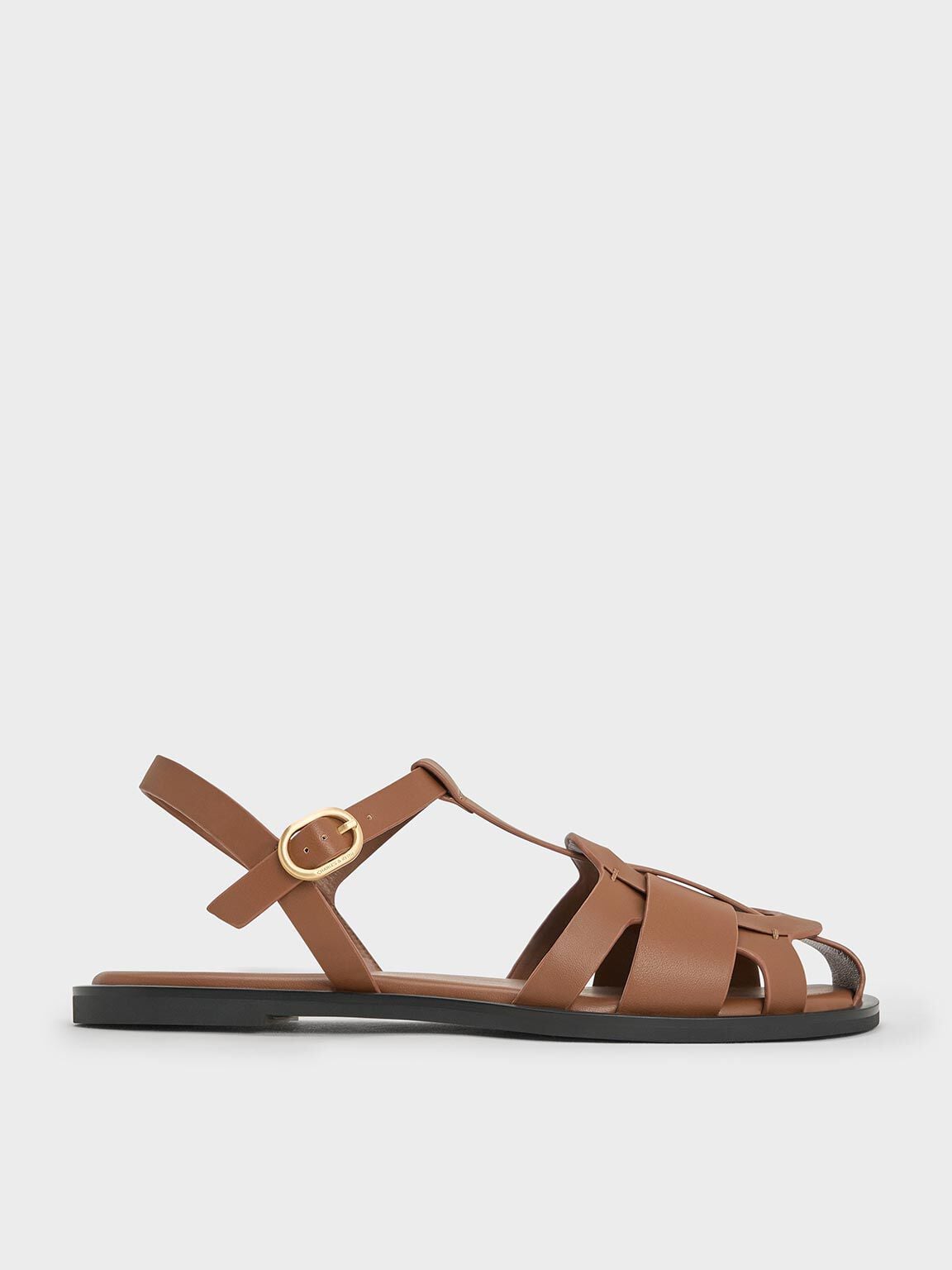 CHARLES & KEITH Great Value / Easley T-Bar Caged Sandals - Caramel