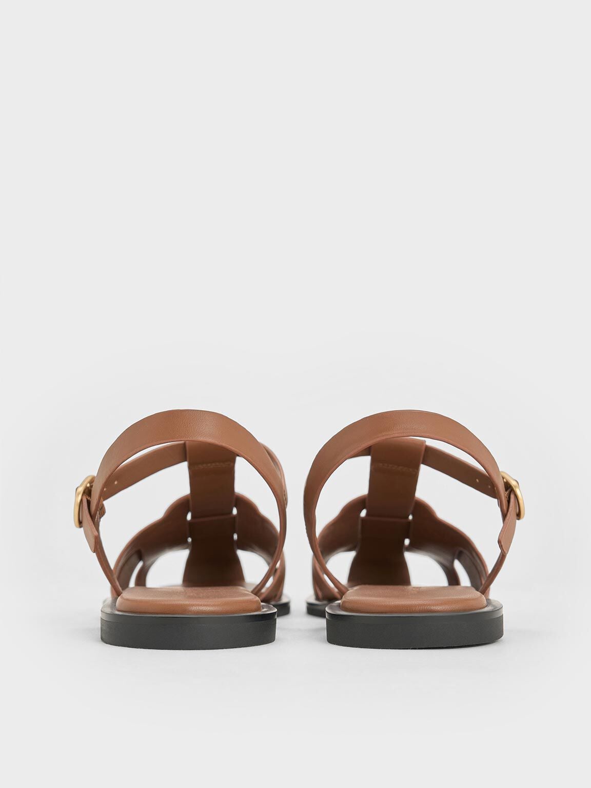 CHARLES & KEITH Great Value / Easley T-Bar Caged Sandals - Caramel