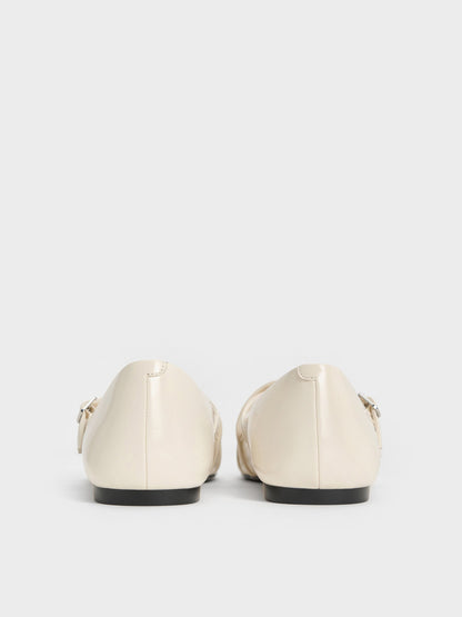 CHARLES & KEITH Trending / Triple-Strap Mary Jane Flats - Chalk