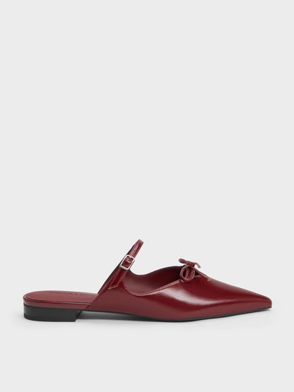 CHARLES & KEITH Classic / Bow Mary Jane Mules - Burgundy