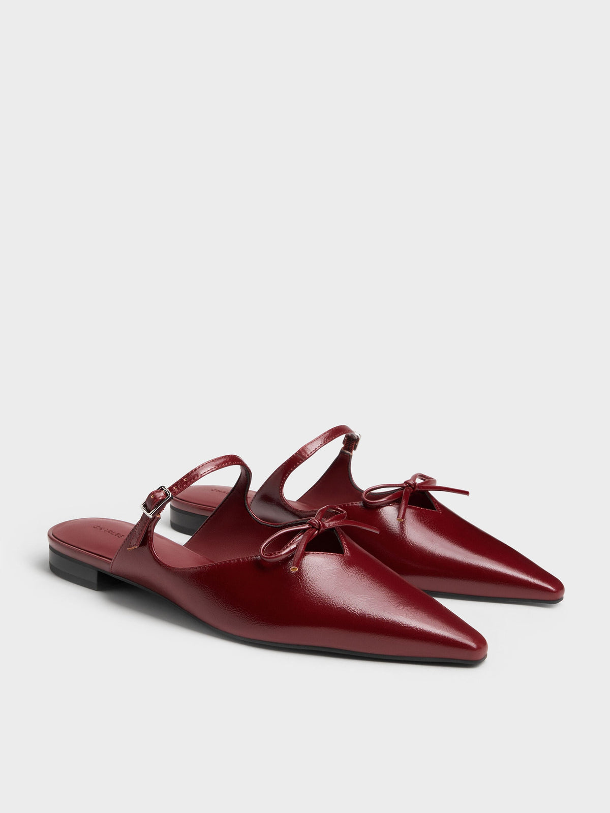 CHARLES & KEITH Classic / Bow Mary Jane Mules - Burgundy