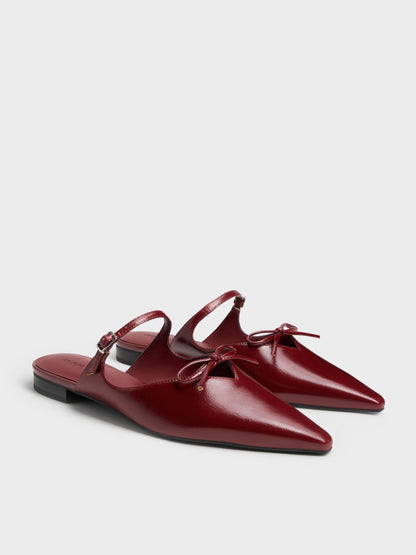CHARLES & KEITH Classic / Bow Mary Jane Mules - Burgundy