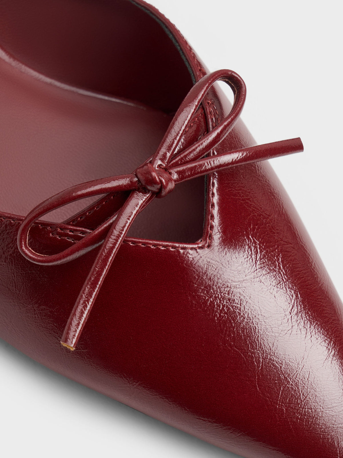 CHARLES & KEITH Classic / Bow Mary Jane Mules - Burgundy