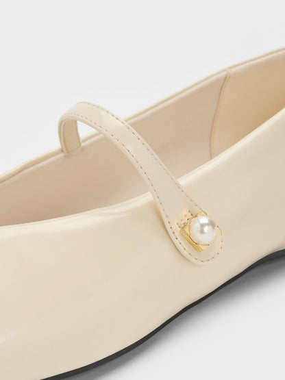 CHARLES & KEITH Recommended / Marie Pearl Mary Jane Flats - Cream