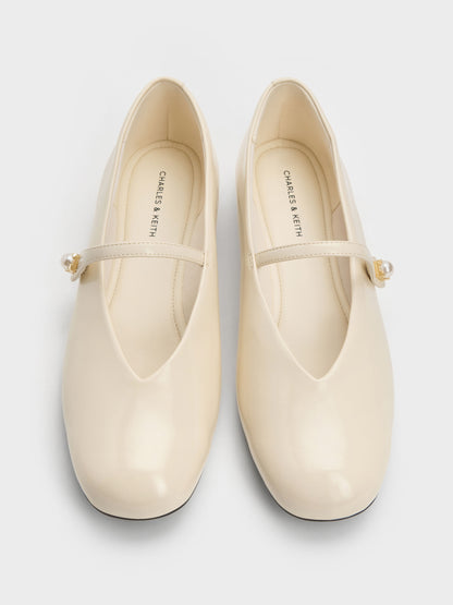 CHARLES & KEITH Recommended / Marie Pearl Mary Jane Flats - Cream
