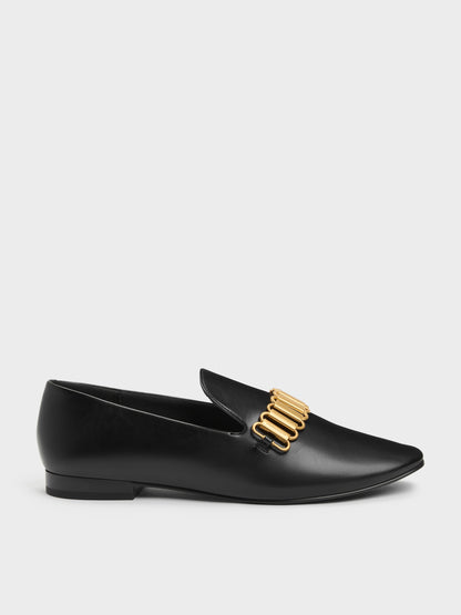 CHARLES & KEITH Trending / Metallic-Accent Loafers - Black