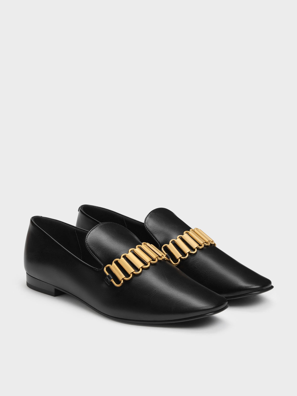 CHARLES & KEITH Trending / Metallic-Accent Loafers - Black