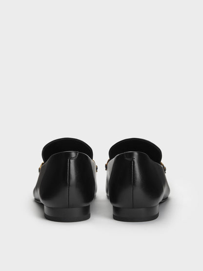 CHARLES & KEITH Trending / Metallic-Accent Loafers - Black