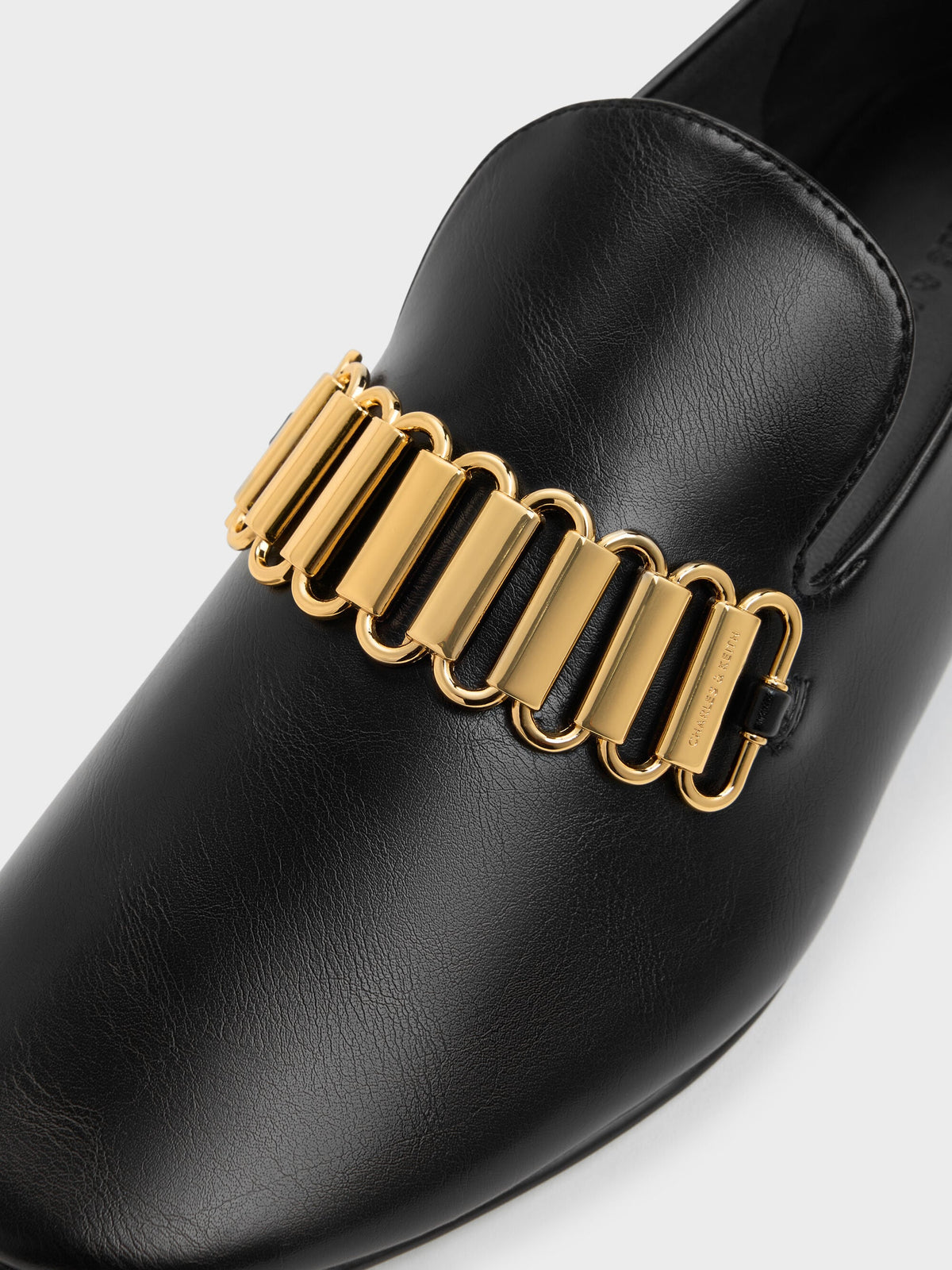 CHARLES & KEITH Trending / Metallic-Accent Loafers - Black