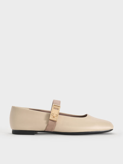 CHARLES & KEITH Latest / Lando Two-Tone Mary Jane Flats - Chalk