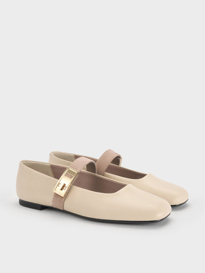 CHARLES & KEITH Latest / Lando Two-Tone Mary Jane Flats - Chalk