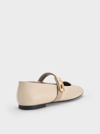CHARLES & KEITH Latest / Lando Two-Tone Mary Jane Flats - Chalk