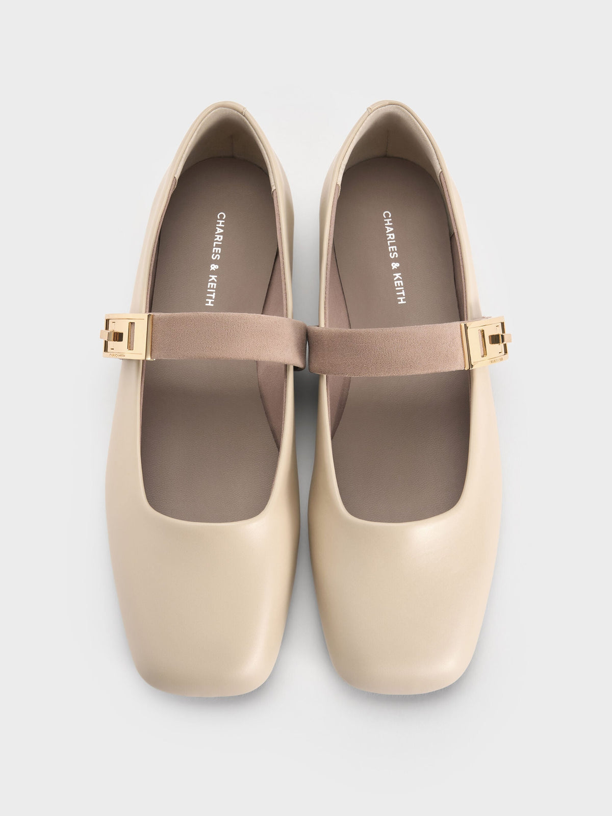 CHARLES & KEITH Latest / Lando Two-Tone Mary Jane Flats - Chalk