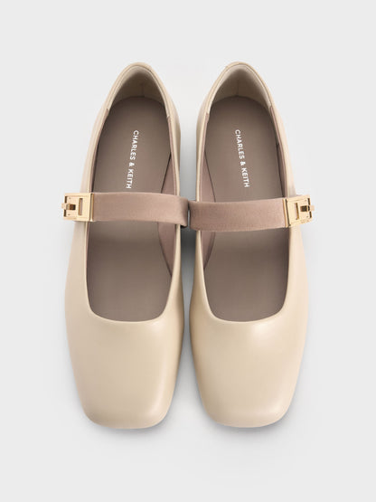 CHARLES & KEITH Latest / Lando Two-Tone Mary Jane Flats - Chalk