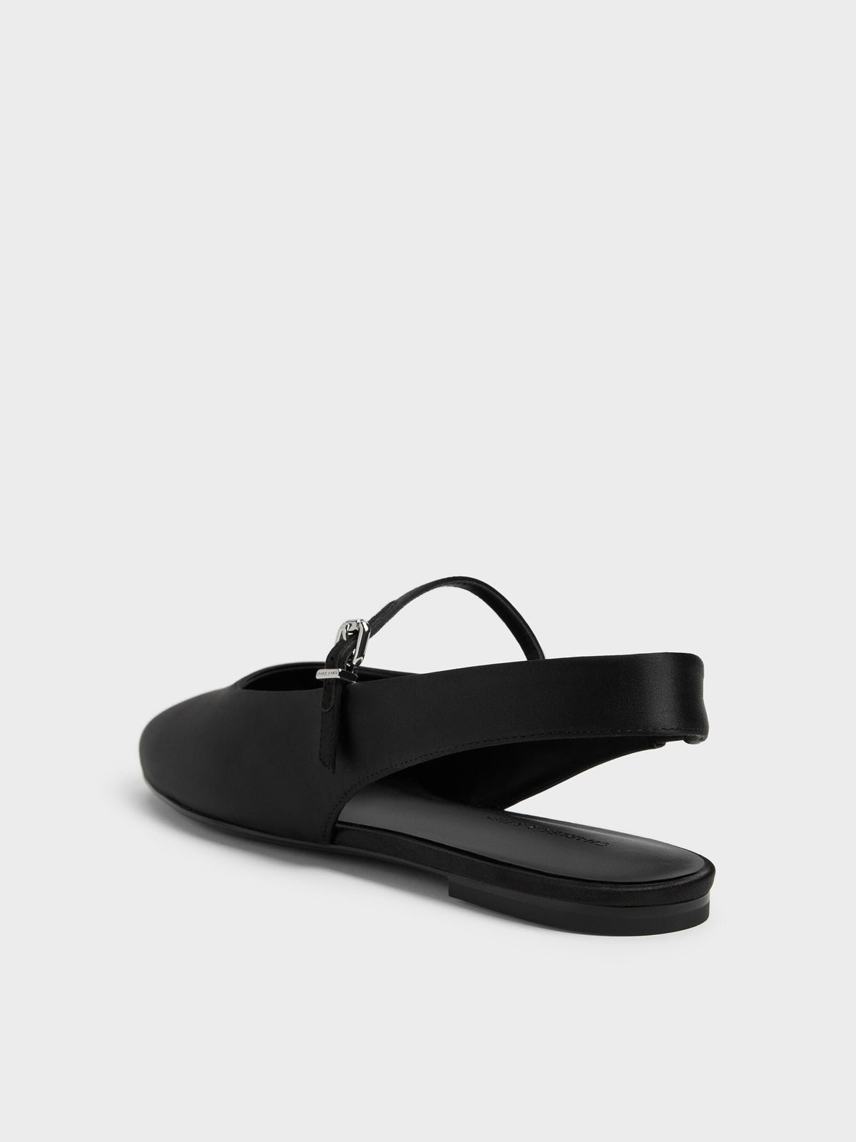 CHARLES & KEITH New / Imani Satin Slingback Flats - Black Textured