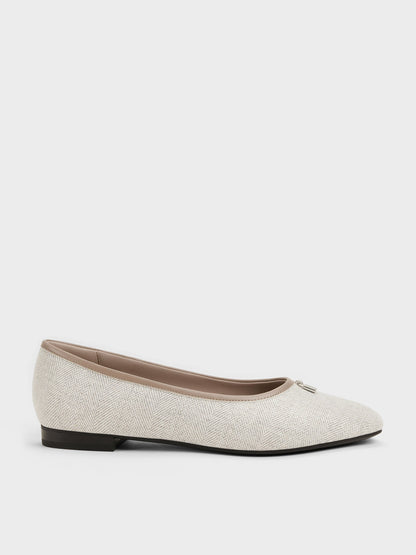 CHARLES & KEITH Classic / Griselda Two-Tone Ballet Flats - Light Grey