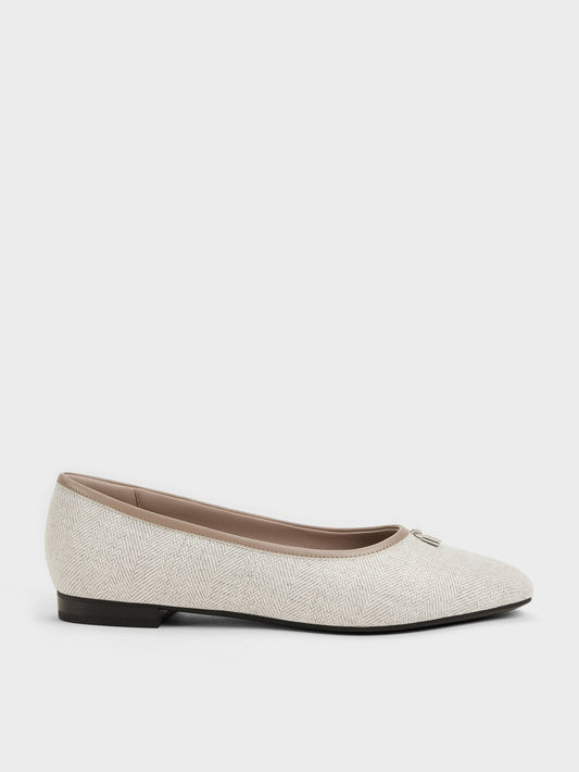 CHARLES & KEITH Classic / Griselda Two-Tone Ballet Flats - Light Grey