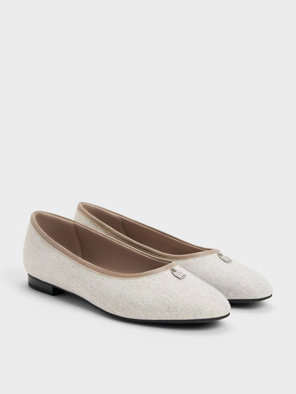CHARLES & KEITH Classic / Griselda Two-Tone Ballet Flats - Light Grey