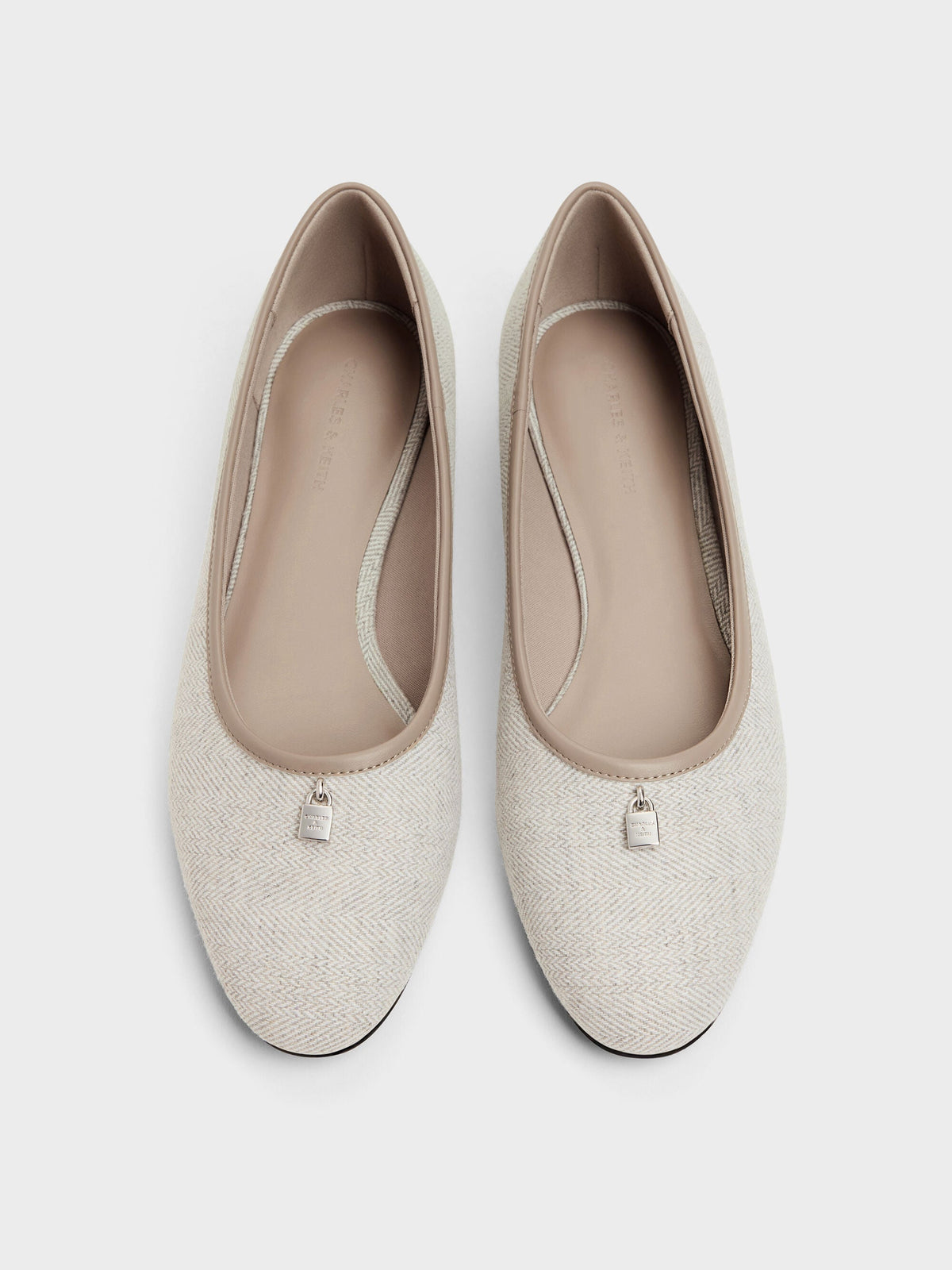 CHARLES & KEITH Classic / Griselda Two-Tone Ballet Flats - Light Grey